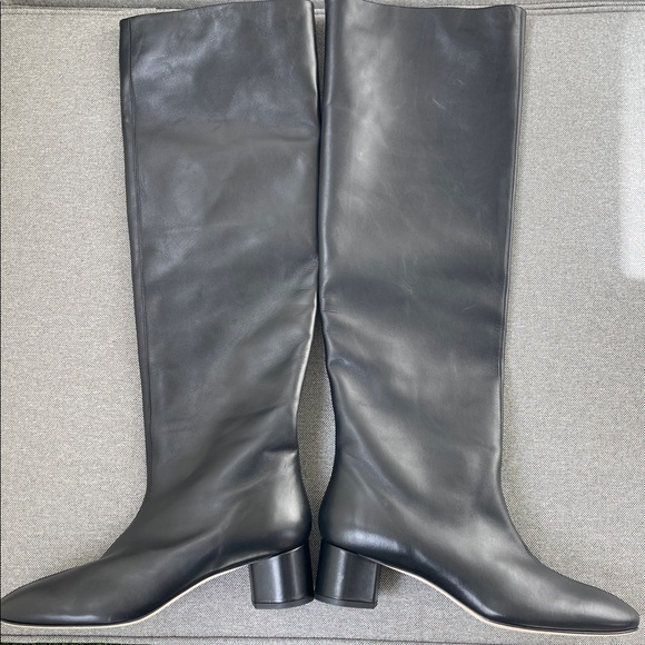 Aeyde Willa Knee High Leather Boots Black Pull On OTK Size 41 - Picture 6 of 10